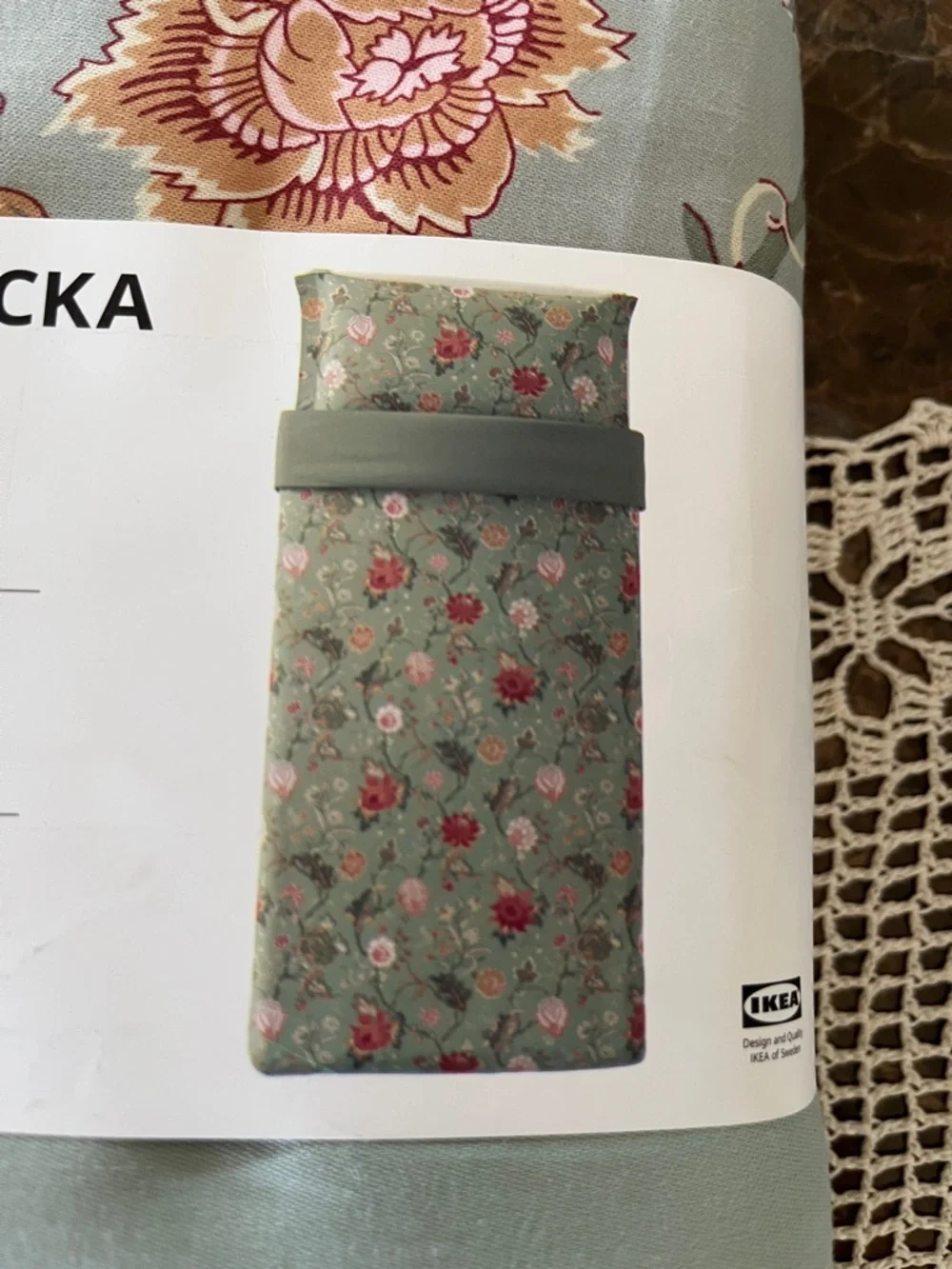 🆕 IKEA NÄSSELKLOCKA Green Floral 210 Thread Count Twin Duvet Cover 2-Pc Set